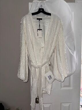 Retrofete Gabrielle embellished crepe mini wrap dress- NWT